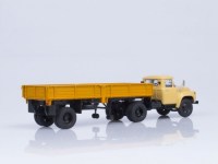 Коллекционная масштабная модель 1:43 ЗиЛ-130В1 бежевый с полуприцепом ОдАЗ-885 желтый (АИСТ)