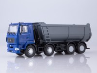 Коллекционная масштабная модель 1:43 Самосвал 8х4 МАЗ-6516, кузов полутруба (U-образный) синий, серый (АИСТ)