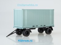 Коллекционная масштабная модель 1:43 прицеп ГКБ-8350 с контейнером 20 футов, голубой (Автоистория)
