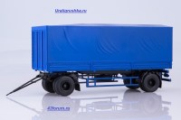Коллекционная масштабная модель 1:43 бортовой прицеп МАЗ-83781 с тентом, синий (Автоистория)