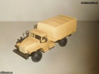 Масштабная модель 1:43 Бортовой грузовик 4х4 Миасский-43206, ранний, с тентом, песочный (Элекон)