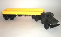 Коллекционная масштабная модель 1:43 Седельный  тягач 6х6 из Миасса -44202, хаки с полуприцепом ОдАЗ-9370, оранжевый (Элекон)