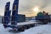 Сборная модель 1:43 Трехосный низкорамный прицеп-тандем (платформа) Hartung-8330, Гартунг-8330 (Клен)