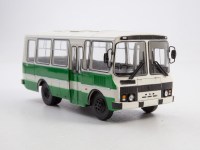 Масштабная модель 1:43 Городской автобус ПАЗ-3205, белый, зеленый, Советский Автобус (СОВА)