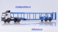 Коллекционная масштабная модель 1:43 Седельный  тягач  4х2 МАЗ-5432 с полуприцепом-автовозом 934410 (А908) Start Scale Models (SSM)