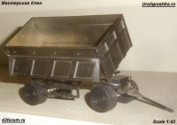 Сборная модель 1:43 Двухосный самосвальный прицеп с надставными бортами НефАЗ-8560-10-06 (Клен)