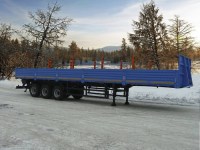 Сборная модель 1:43 Трехосный бортовой полуприцеп Нефтекамский-93341-24-07 с кониками и усиленной передней стенкой (Клен)