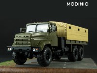 Коллекционная масштабная модель 1:43 Бортовой грузовик 6х6 КрАЗ-6322 с тентом, с журналом №22 (Легендарные грузовики СССР)