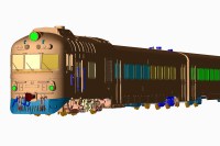 Масштабная модель 1:87 Головной вагон дизель-поезда Д1 с журналом № (Наши Поезда. Modimio)