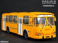 Коллекционная масштабная модель 1:43 Автобус ЛиАЗ-677М желтый с журналом №8 (Наши Автобусы. Modimio)