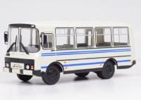 Масштабная модель 1:43 Отечественный двухдверный автобус ПАЗ-32051 с журналом №43 (Наши Автобусы. Modimio)