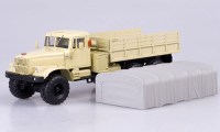 Коллекционная масштабная модель 1:43 Грузовой автомобиль КрАЗ-255 с тентом, 1979г., песочный (НАП)