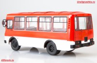 Коллекционная масштабная модель 1:43 Автобус ПАЗ-3205 красно-белый с журналом №2 (Наши Автобусы. Modimio)