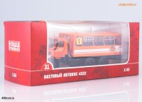 Коллекционная масштабная модель 1:43 Вахтовый автобус 6х6 на шасси Миасского грузовика -43223 (Наши Грузовики)