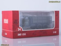 Коллекционная масштабная модель 1:43 Бортовой автомобиль 6х6 ЗиС-151 без тента, хаки (Наши Грузовики)
