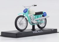 Масштабная модель 1:24 Советский мотоцикл ИЖ-К11 Кросс, номер 77, с журналом №30 "Наши Мотоциклы" (MODIMIO Collections)