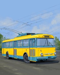 Масштабная модель 1:43 Чехословацкий троллейбус Шкода, Skoda-9tr с журналом №64 (Наши Автобусы. Modimio)