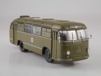 Масштабная модель 1:43 Санитарный автобус ЛАЗ-695Б защитный с журналом №1 (Наши Автобусы. Спецвыпуск. Modimio)