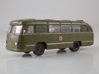 Масштабная модель 1:43 Санитарный автобус ЛАЗ-695Б защитный с журналом №1 (Наши Автобусы. Спецвыпуск. Modimio)