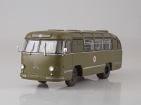 Масштабная модель 1:43 Санитарный автобус ЛАЗ-695Б защитный с журналом №1 (Наши Автобусы. Спецвыпуск. Modimio)