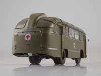 Масштабная модель 1:43 Санитарный автобус ЛАЗ-695Б защитный с журналом №1 (Наши Автобусы. Спецвыпуск. Modimio)