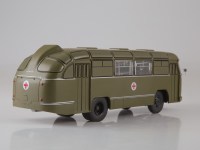 Масштабная модель 1:43 Санитарный автобус ЛАЗ-695Б защитный с журналом №1 (Наши Автобусы. Спецвыпуск. Modimio)
