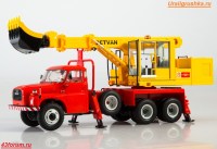 Коллекционная масштабная модель 1:43 Экскаватор-планировщик UDS-110 на шасси Татра, Tatra-148, красный, желтый (SSM)