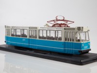 Масштабная модель 1:43 Ленинградский трамвай ЛМ-68, голубой, белый, маршрут 1, бортовой номер 6249, Start Scale Models (SSM)