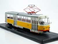 Масштабная модель 1:43 Чехословацкий трехдверный трамвай Татра, Tatra T3SU, маршрут 6, бортовой номер 3801, желтый, белый, Start Scale Models (SSM)