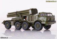 Масштабная модель 1:43 9П140 РСЗО 9К57 "Ураган" на шасси 8х8 ЗИЛ-135ЛМ, хаки (Start Scale Models (SSM)