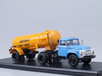 Коллекционная масштабная модель 1:43 ЗиЛ-130В1, голубой с полуприцепом ТЦ-4, оранжевый (SSM)