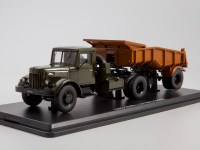 Масштабная модель 1:43 Седельный тягач 4х2 МАЗ-200В, хаки с полуприцепом МАЗ-5232В, коричневый, Start Scale Models (SSM)