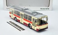 Масштабная модель 1:43 Чехословацкий трехдверный троллейбус Шкода 14Tr, Skoda 14Tr, бежевый, красный, Автоистория (АИСТ) 